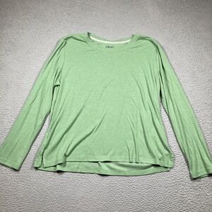 Muk Luks Shirt Women's XL Green Long Sleeve Pullover Stretch‎ Underlayer Casual